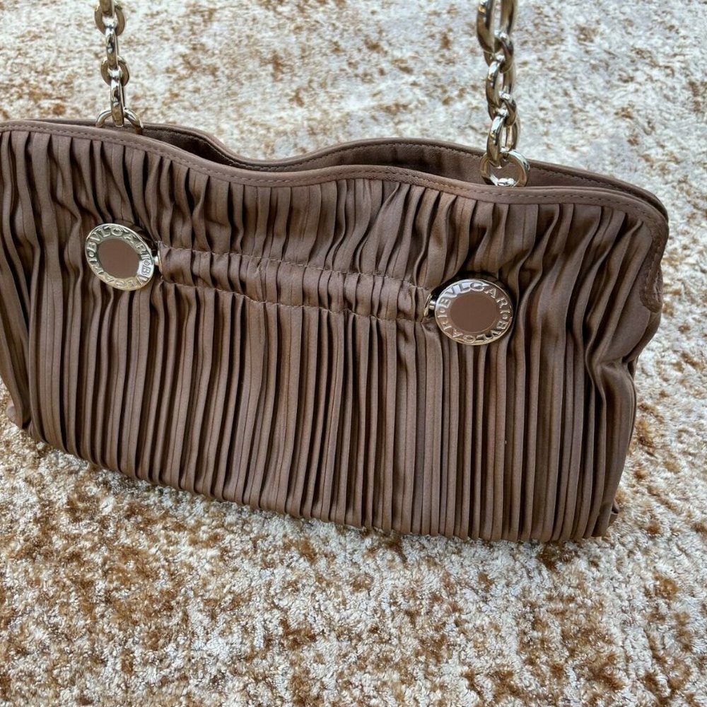 BVLGARI Women Handbag Clutch Brown Bag Gold Tone Hardware Made in Italy - Picture 12 of 12